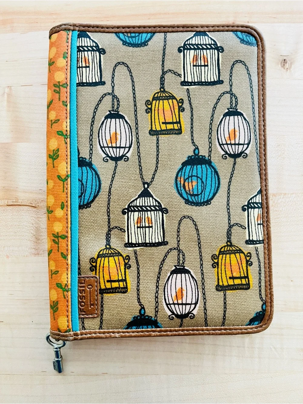 Fossil Key-Per Vintage Set of Birdcage Organizer and Pencil Case/Clutch
